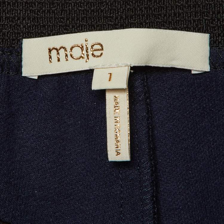 Pre Owned Maje Navy Blue Jersey Side Striped Polga Trousers S