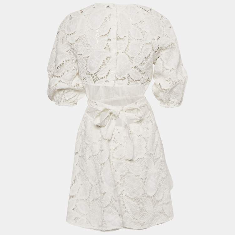 مملوكة مسبقًا Maje White Lace Cut-Out Mini Dress S
