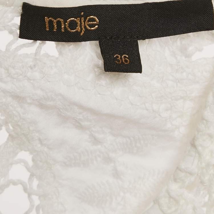 مملوكة مسبقًا Maje White Lace Cut-Out Mini Dress S