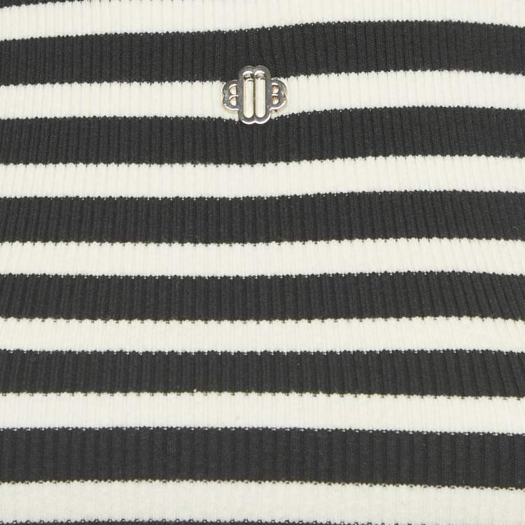 Pre Owned Maje Black/White Striped Rib Knit Tank Top S