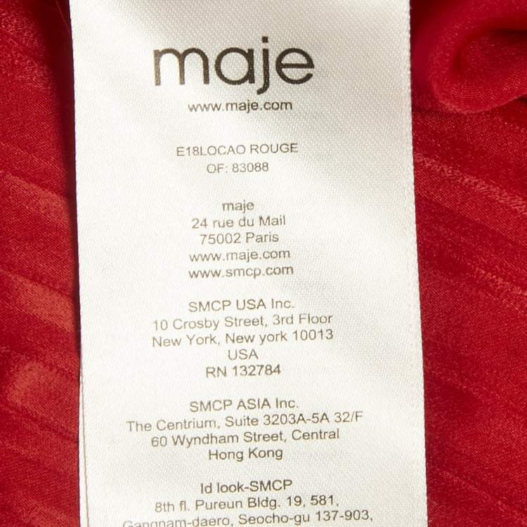 Pre Owned Maje Red Satin Plisse Ruffled Top S