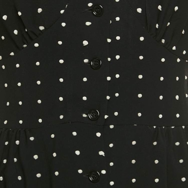 Pre Owned Maje Black Polka Dot Crepe Irandi Playsuit S