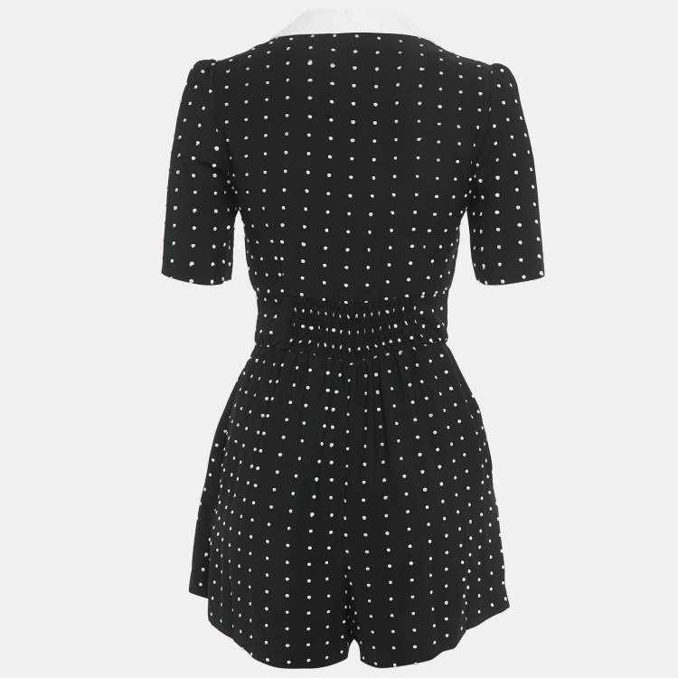 Pre Owned Maje Black Polka Dot Crepe Irandi Playsuit S