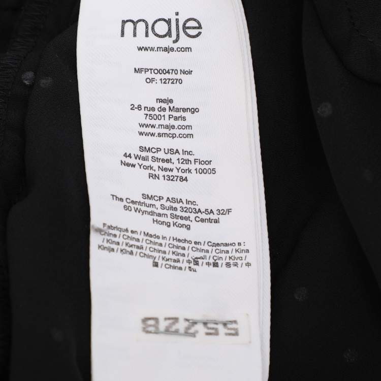 Pre Owned Maje Black Creep Crystal Embellished V Neck Tops S