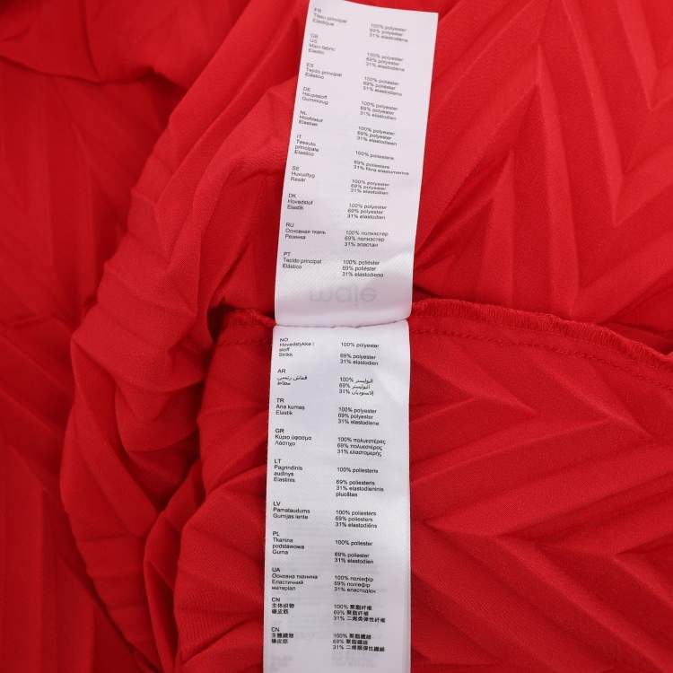 Pre Owned Maje Red Pleated Accents Crepe Midi Skirt S