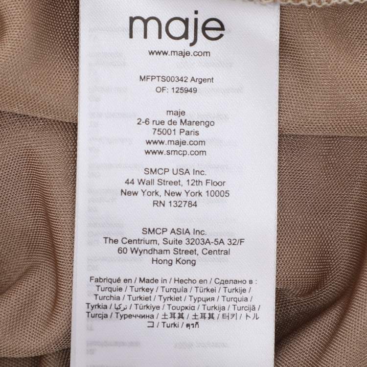 Pre Owned Maje Metallic Beige Stretch Knit T-Shirt S