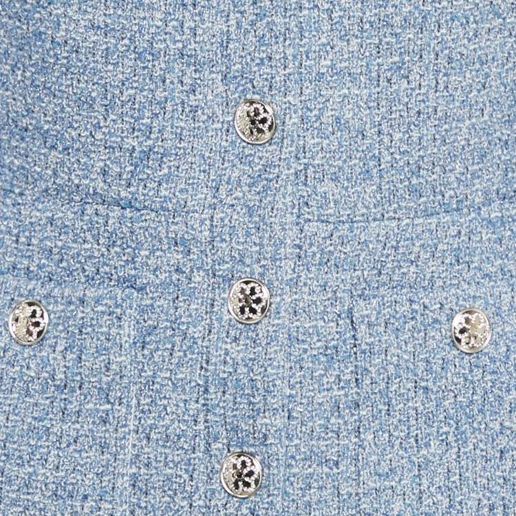 Pre Owned Maje Blue Lurex Tweed Button Front Mini Dress S