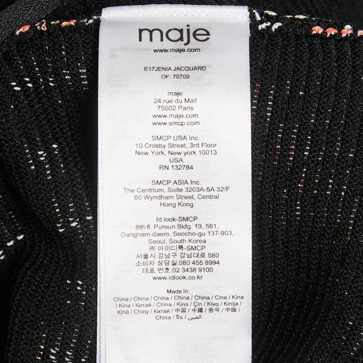 Pre Owned Maje Black Patterned Knit Top &Skirt Set S/M