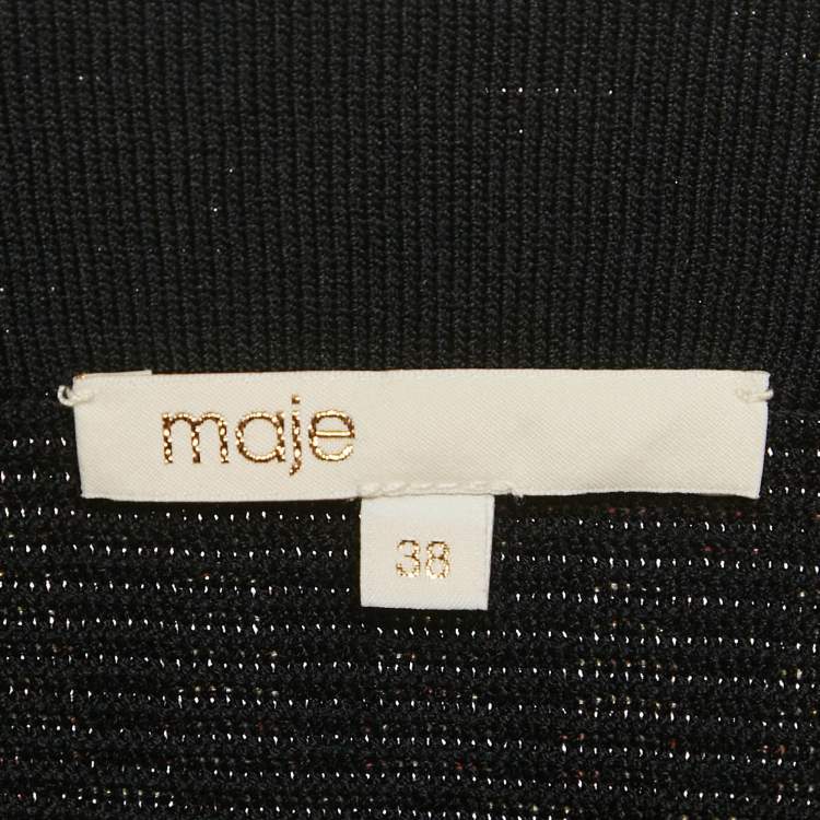 Pre Owned Maje Black Patterned Knit Top &Skirt Set S/M