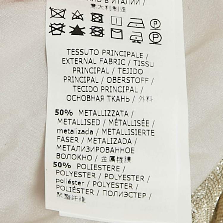 Pre Owned Blumarine Silver Lurex Knit Pleated Midi Skirt S