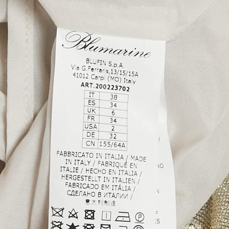 Pre Owned Blumarine Silver Lurex Knit Pleated Midi Skirt S