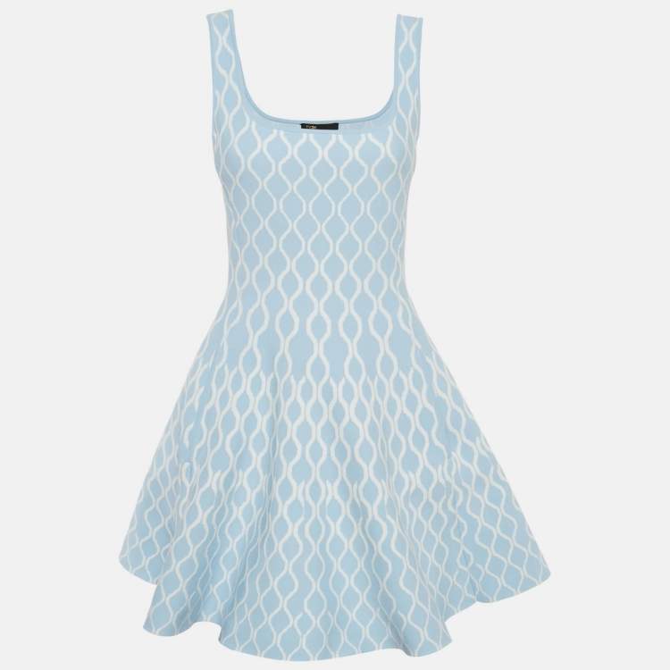 Pre Owned Maje Blue Jacquard Knit Sleeveless Mini Dress M