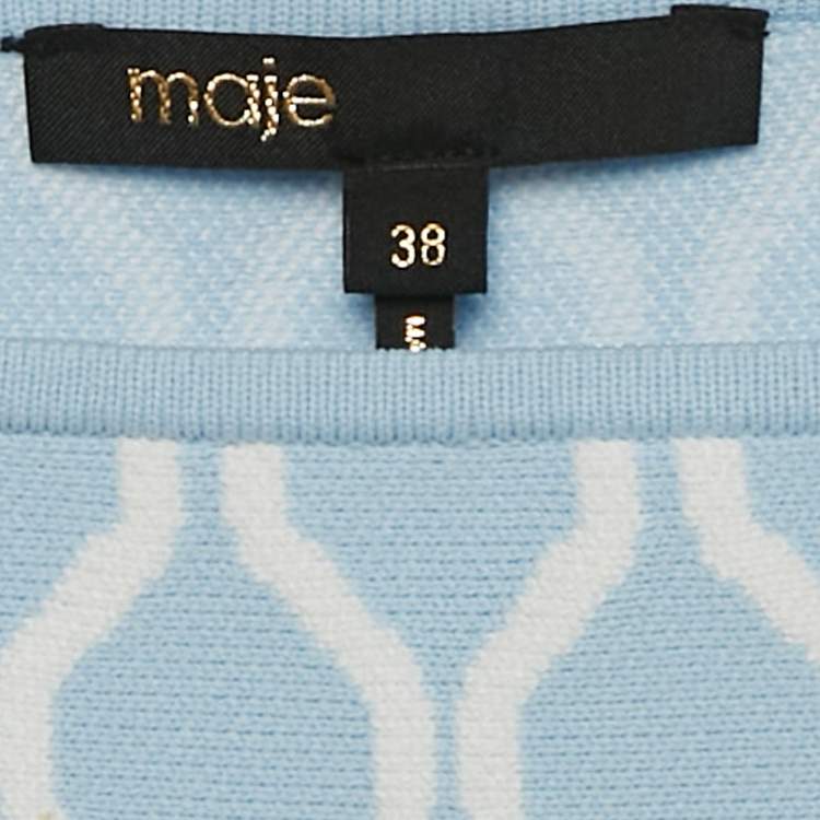 Pre Owned Maje Blue Jacquard Knit Sleeveless Mini Dress M