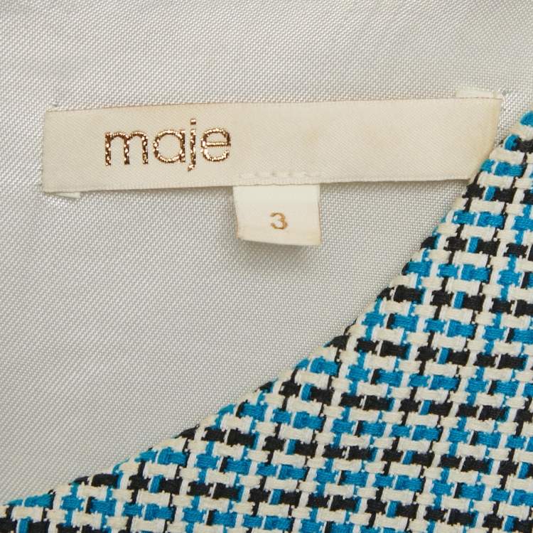 Pre Owned Maje Blue Patterned Cotton Riopa Mini Dress L