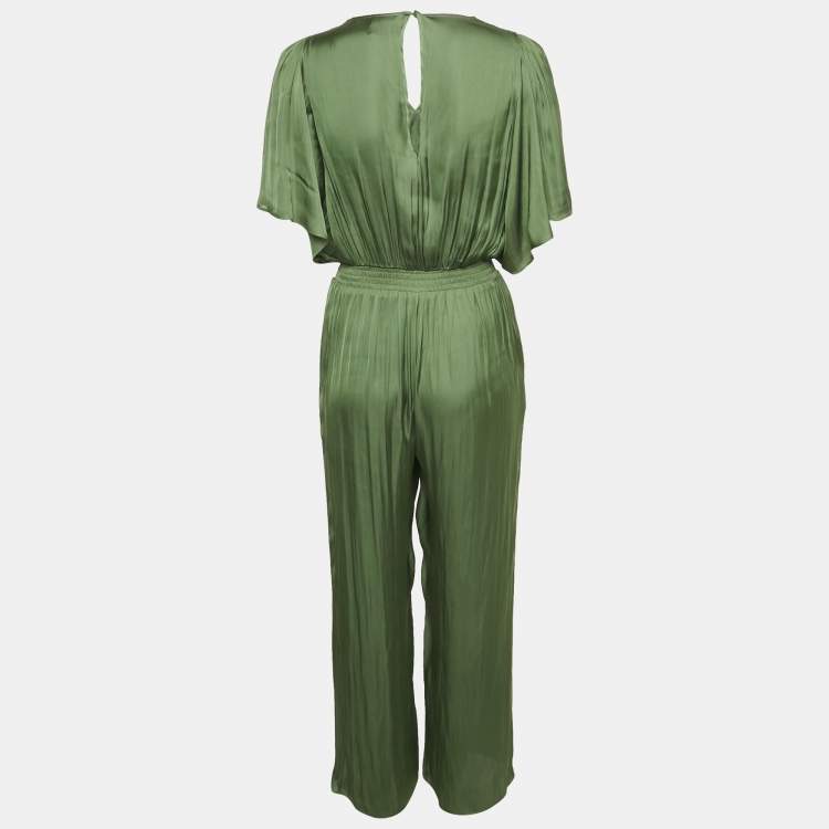 Pre Owned Maje Green Satin Fluid Jumpsuit S