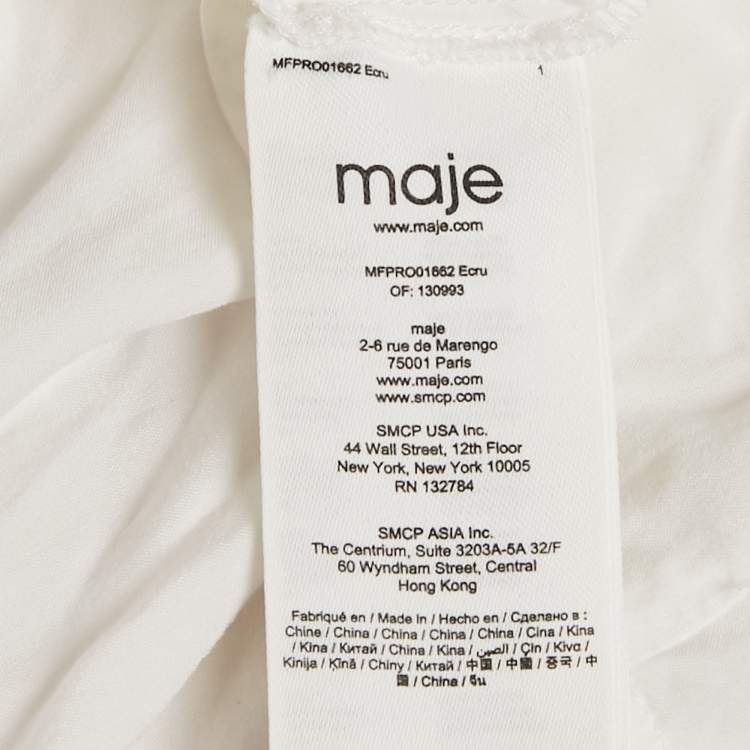 Pre Owned Maje White Broderie Anglaise Cotton Lace Trim Mini Dress L