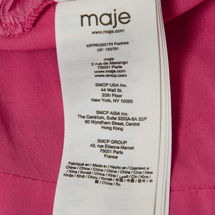 Pre Owned Maje Pink Crepe Ruched Asymmetric Mini Dress XS