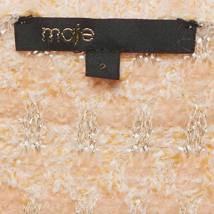 Pre Owned Maje Orange Lurex Knit Cardigan M