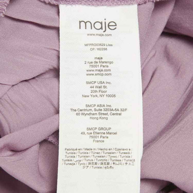 Pre Owned Maje Purple Metallic Asymmetric Tiered Maxi Dress S