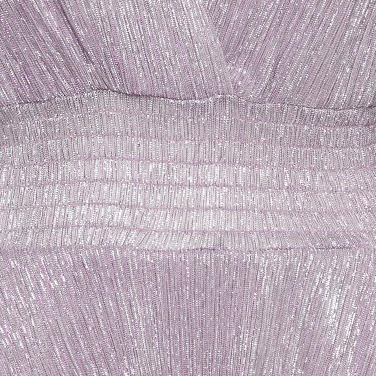 Pre Owned Maje Purple Metallic Asymmetric Tiered Maxi Dress S