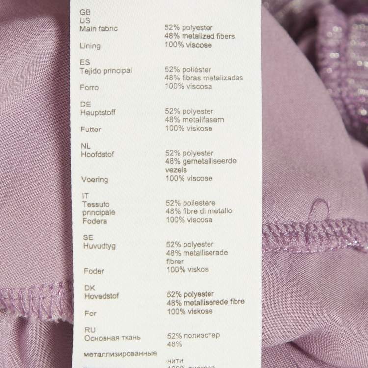 Pre Owned Maje Purple Metallic Asymmetric Tiered Maxi Dress S