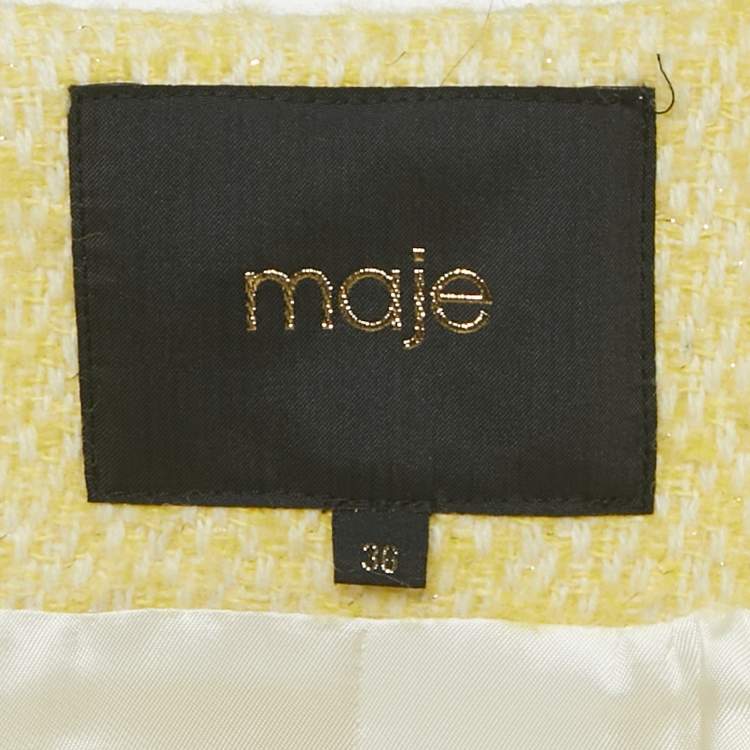 Pre Owned Maje Yellow Lurex Knit Viveta Blazer S