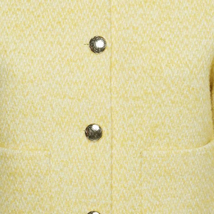 Pre Owned Maje Yellow Lurex Knit Viveta Blazer S