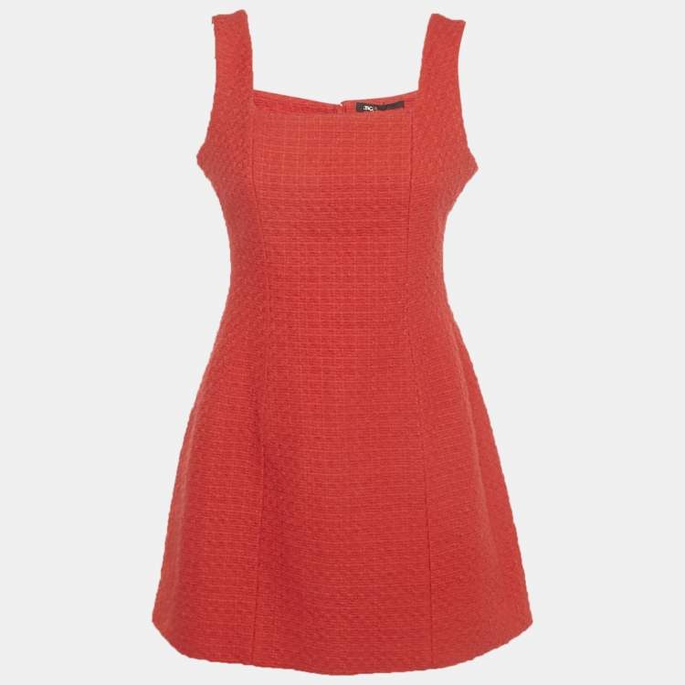 Pre Owned Maje Red Tweed Sleeveless Mini Dress S 