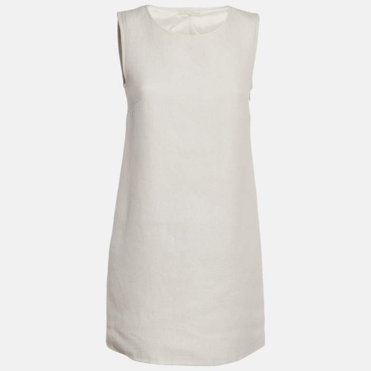 Pre Owned Maje White Metallic Cotton Ryder Shift Mini Dress M 