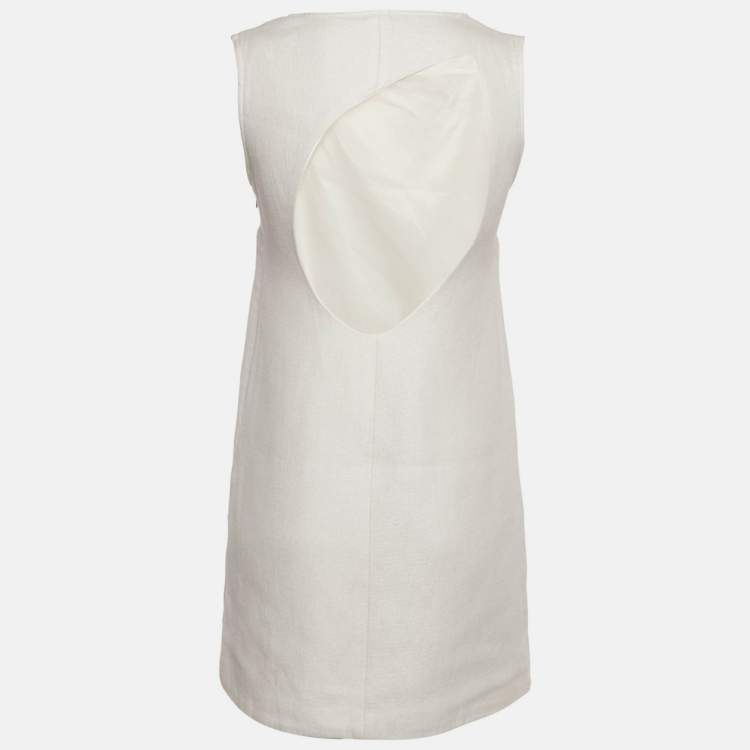 Pre Owned Maje White Metallic Cotton Ryder Shift Mini Dress M 