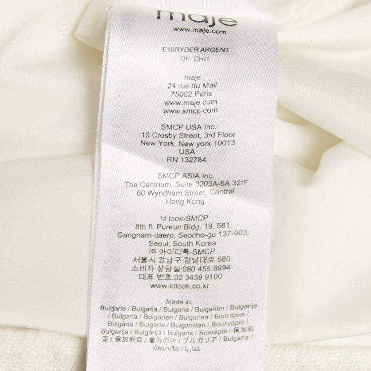 Pre Owned Maje White Metallic Cotton Ryder Shift Mini Dress M 