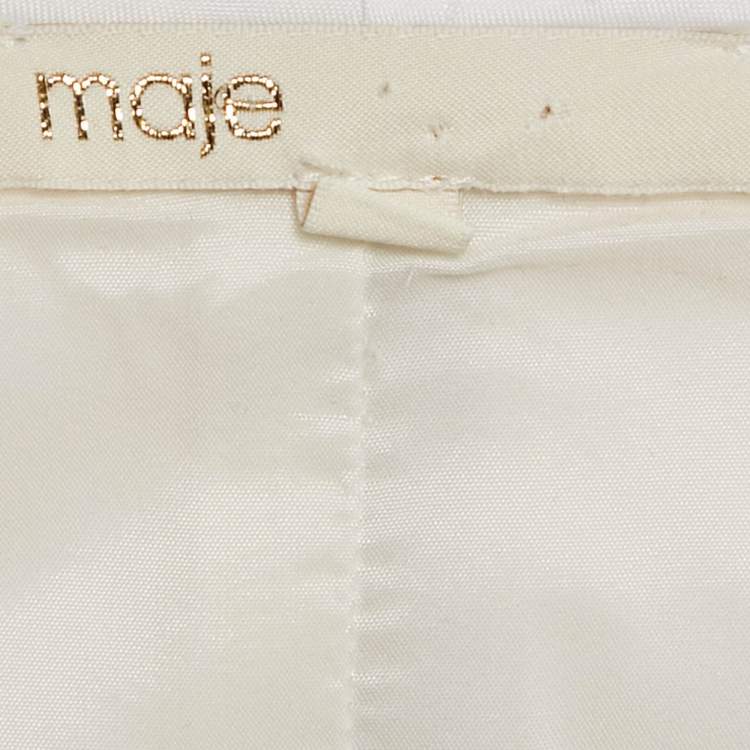 Pre Owned Maje White Metallic Cotton Ryder Shift Mini Dress M 