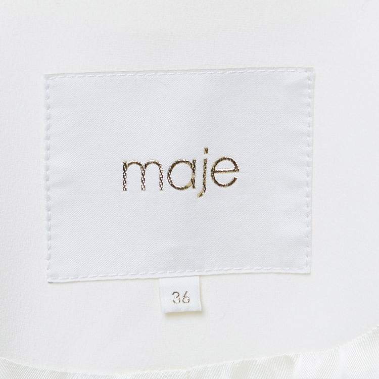 Pre Owned Maje Cream Crepe & Lace Trim Button Front Blazer S