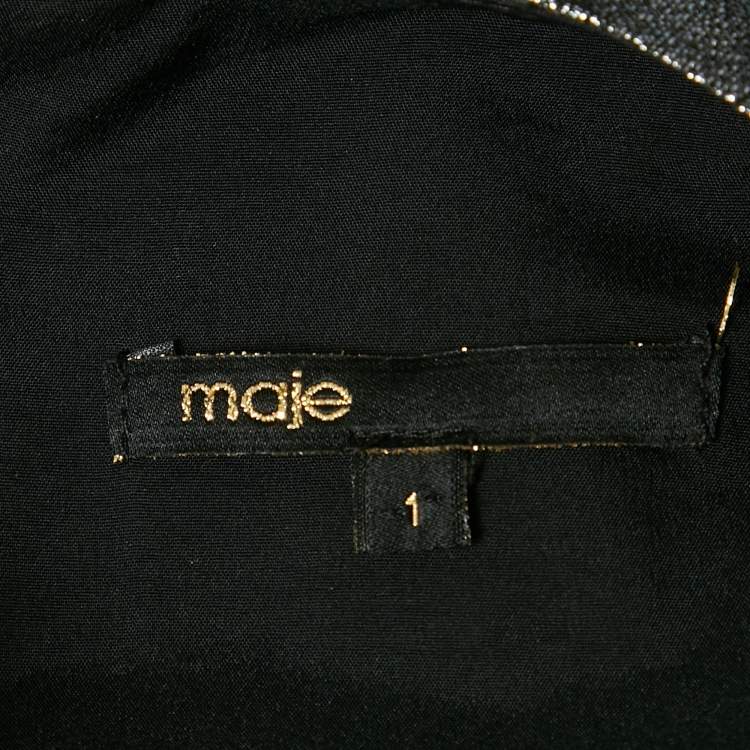 Pre Owned Maje Black Lurex Mini Shift Dress S