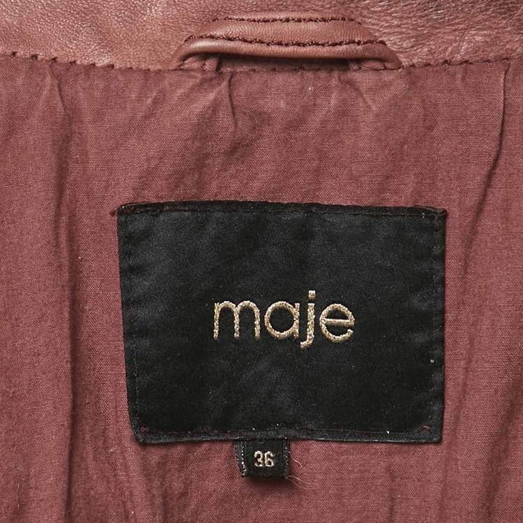 Pre Owned Maje Onion Pink Leather Quilted Detail Bomber Jacket S