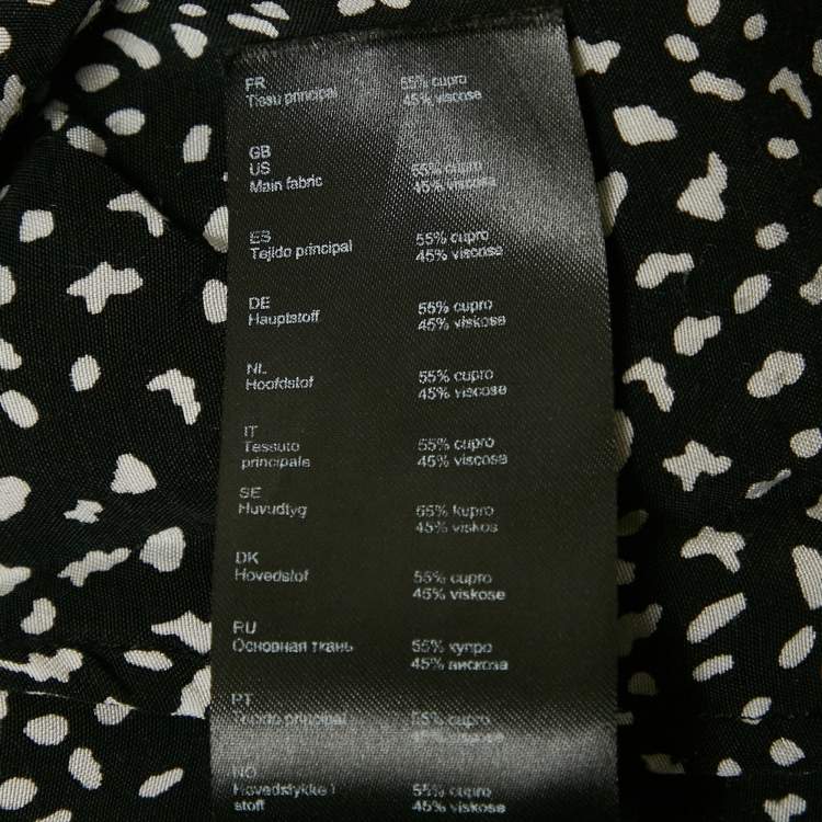 Pre Owned Maje Black Printed Crepe Neck Tie Detail Top S