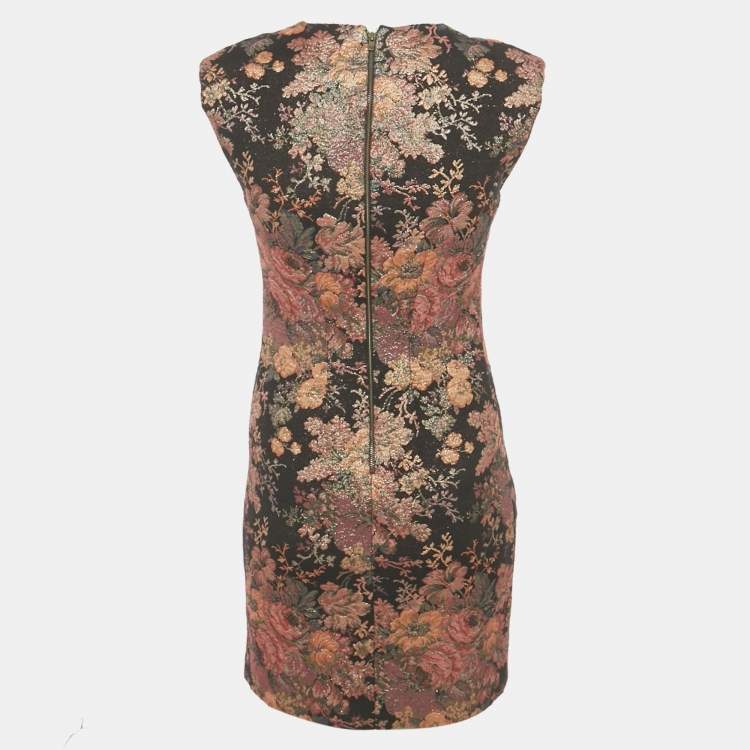 Pre Owned Maje Black Floral Jacquard Mini Dress S