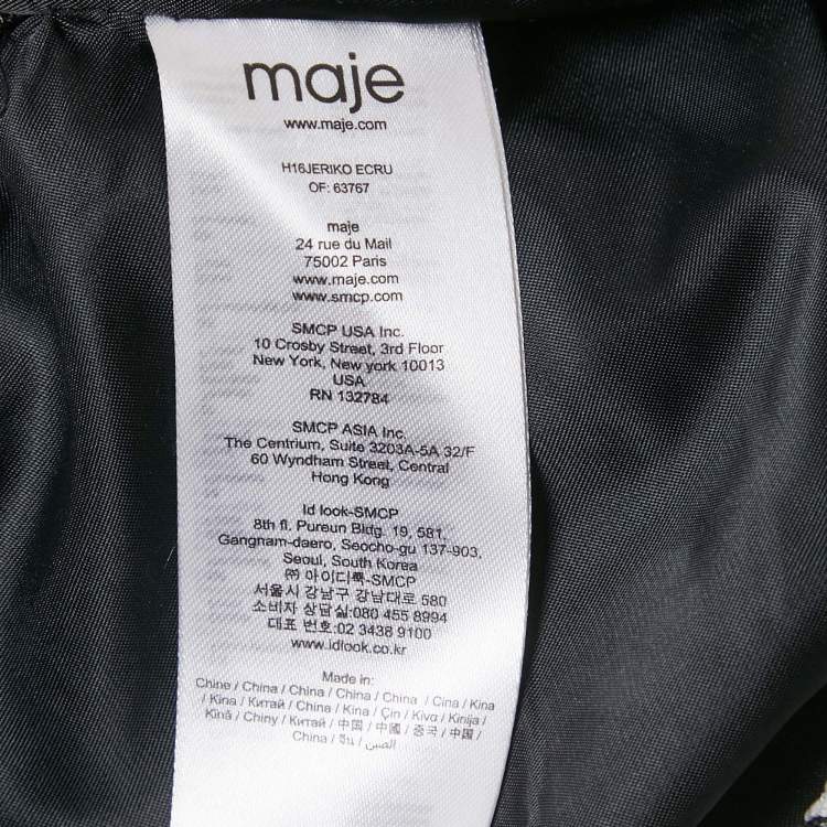 Pre Owned Maje White / Black Lace Fringed Hem Mini Skirt M