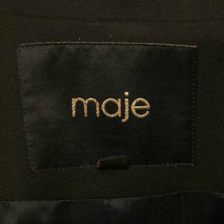 Pre Owned Maje Black Crepe & Silk Trim Single Breasted Blazer S