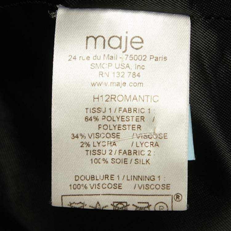 Pre Owned Maje Black Crepe & Silk Trim Single Breasted Blazer S
