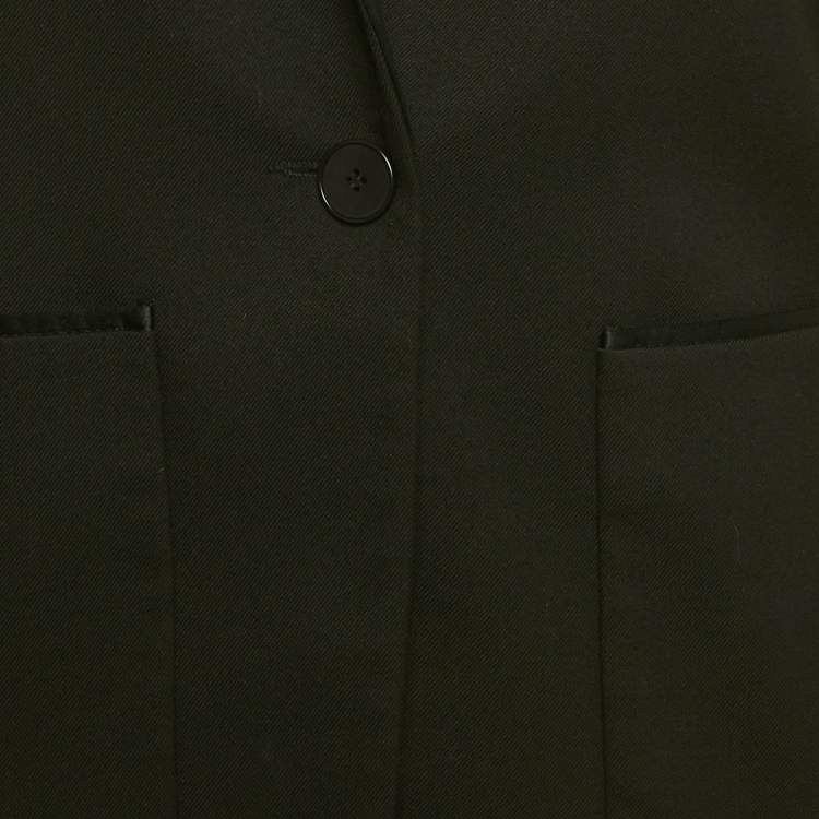 Pre Owned Maje Black Crepe & Silk Trim Single Breasted Blazer S