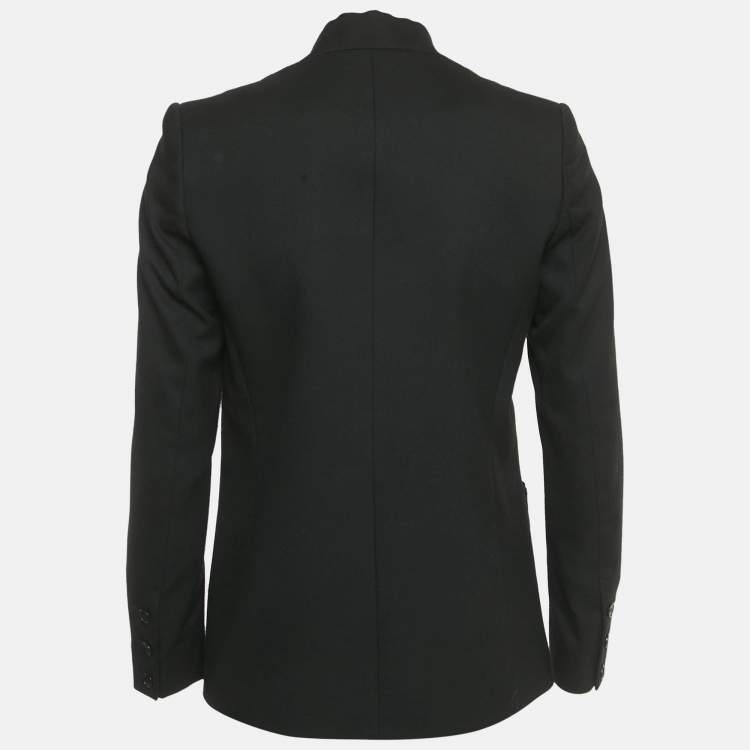 Pre Owned Maje Black Crepe & Silk Trim Single Breasted Blazer S