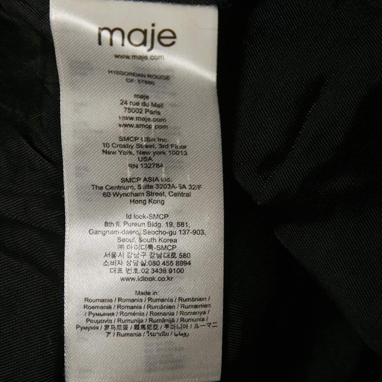 Pre Owned Maje Red Tweed Mid-Length Gordan Coat S