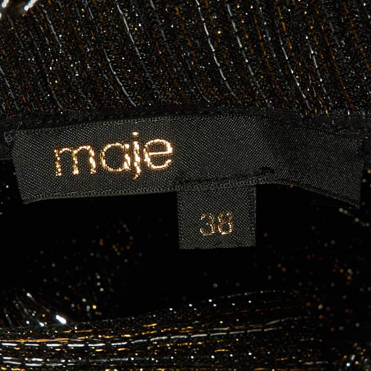 Pre Owned Maje Metallic Lurex Draped Detail Mini Dress S