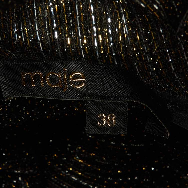 Pre Owned Maje Metallic Lurex Draped Detail Mini Dress S
