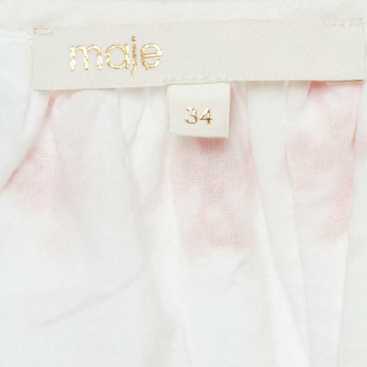 Pre Owned Maje White/Red Embroidered Cotton Rolipa Mini Dress XS 