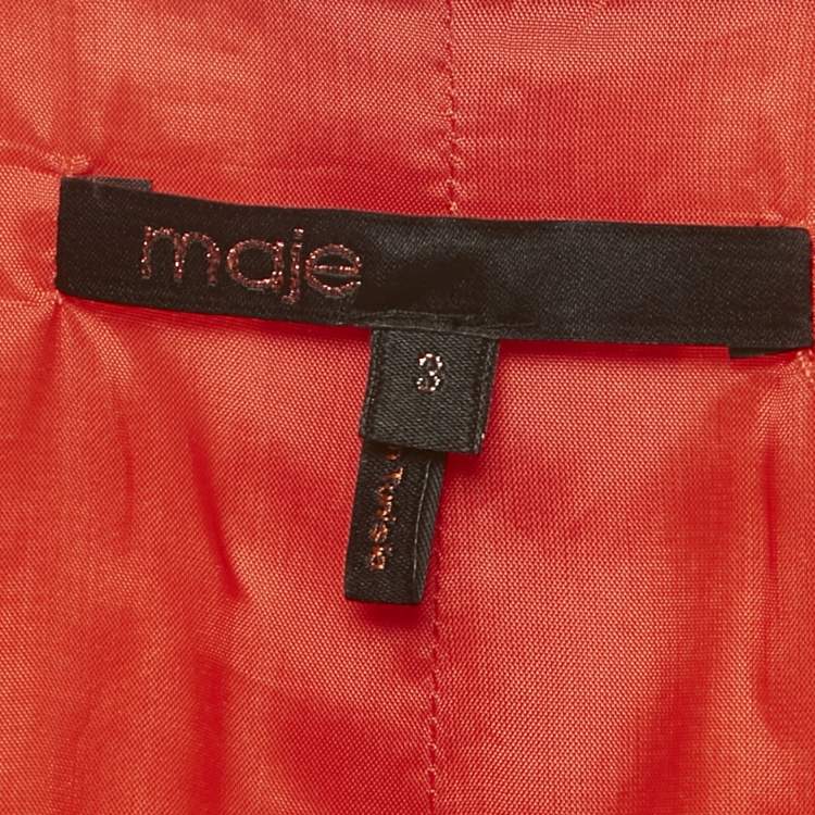 Pre Owned Maje Red Silk V-Neck Mini Dress L