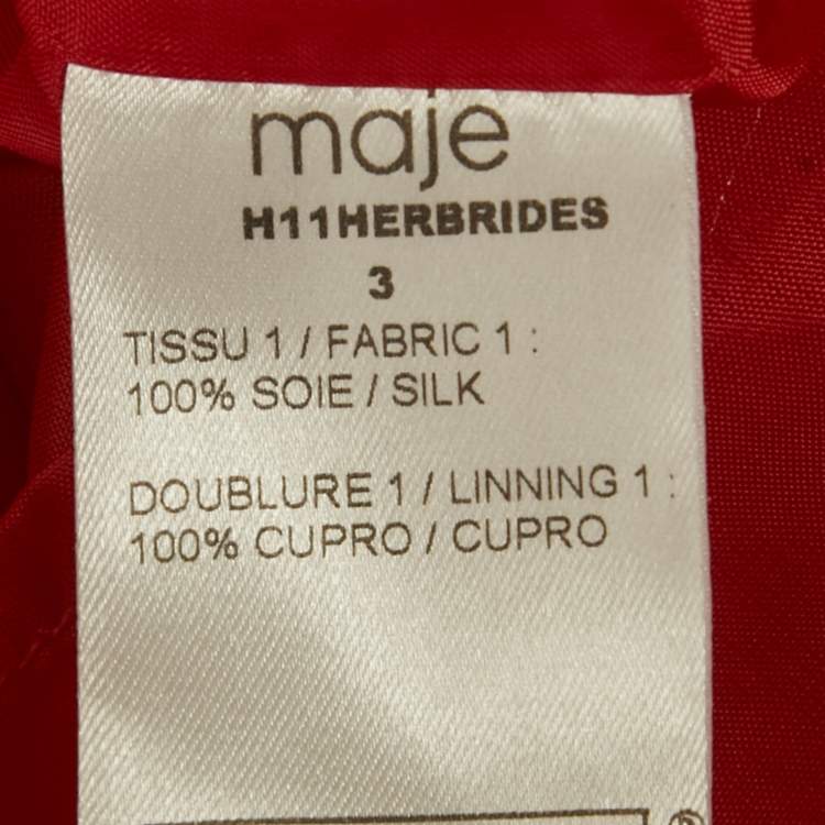 Pre Owned Maje Red Silk V-Neck Mini Dress L