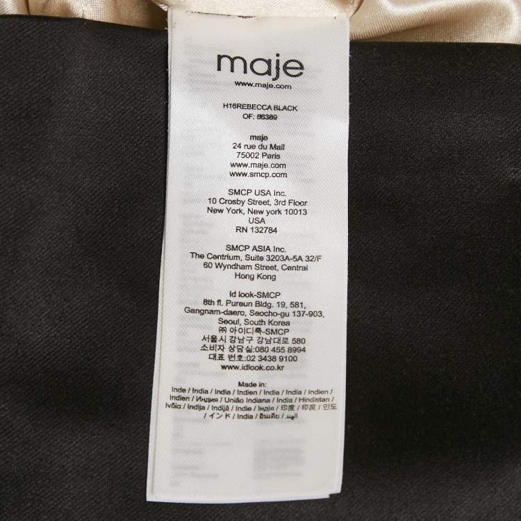 Pre Owned Maje Black Lace Embellished Satin Mini Dress S