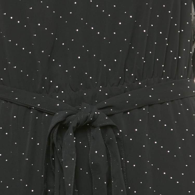 Pre Owned Maje Black Embellished One Shoulder Crepe Maxi Dress L